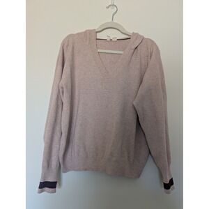 Anthropologie Moth Womens Large Light Pink Seward Hooded Pullover Sweater